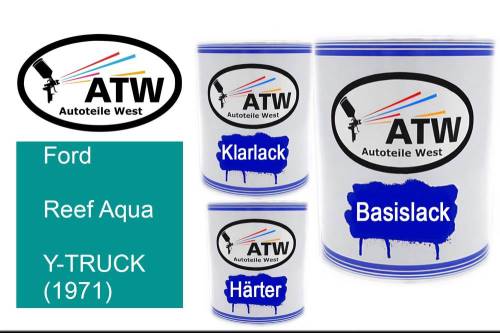 Ford, Reef Aqua, Y-TRUCK (1971): 1L Lackdose + 1L Klarlack + 500ml Härter - Set, von ATW Autoteile West.